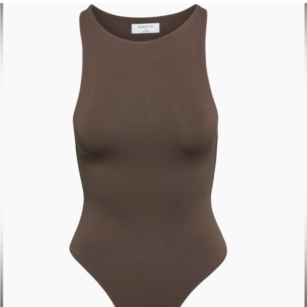 Aritzia Babaton Brown Sleeveless Scoop Neck Bodysuit